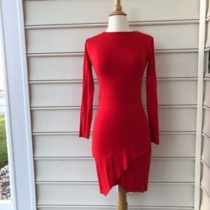 Asos red bodycon dress long sleeved mini